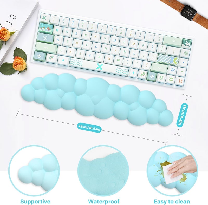Labeol Cloud Wrist Rest for Computer Keyboard Arm Wrist Rest with Non-Slip Base Extended Wrist Rest Ergonomic Memory Foam for Keyboard and Mouse Typing Pain Relief, Office, Gaming, Computer - Image 2
